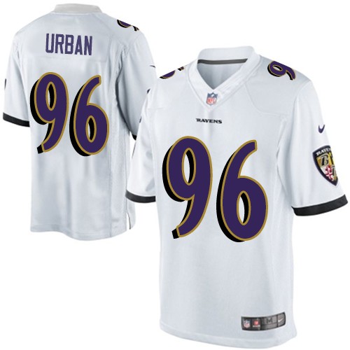Men's Limited Brent Urban Nike Jersey White Road - #96 NFL Baltimore Ravens